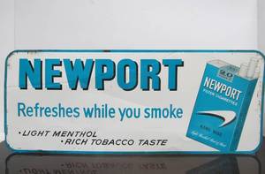lot 44 image: Vintage NEWPORT Cigarettes Metal Advertising Sign