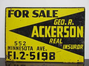lot 67 image: Vintage 1950s era Minnesota Real Estate FOR SALE Sign