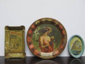 lot 83 image: Lot of 3 1910s-20s era Advertising Metal Tip Trays