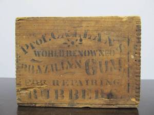 lot 89 image: Very Cool Antique Dovetailed Advertising Crate - Prof. Callans World Renowned Brazilian Gum