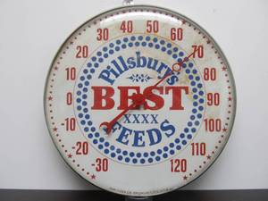 lot 91 image: Vintage PILLSBURYS BEST FEEDS Farm Advertising Thermometer