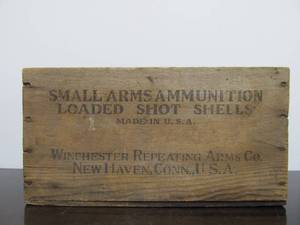 lot 92 image: Antique WINCHESTER Wooden Advertising Ammo Crate