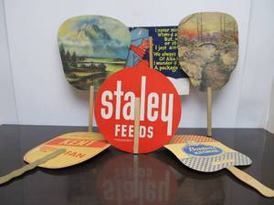 lot 94 image: Lot of 6 Old Vintage Advertising Hand Fans