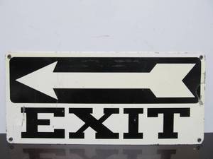 lot 100 image: Old Vintage Industrial Metal Exit Arrow Sign - Double Sided