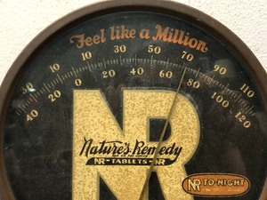 lot 123 image: Old Vintage 1930s era Advertising Thermometer - Natures Remedy - Laxative