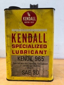 lot 143 image: 1 Gallon Vintage KENDALL Advertising Oil Can