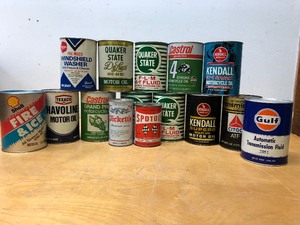 lot 159 image: Large Group of 1 Quart Advertising Oil Cans