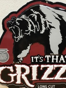 lot 170 image: Embossed Metal GRIZZLY Long Cut Tobacco Sign