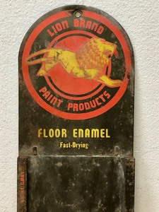 lot 175 image: Vintage LION BRAND Paint  Enamel Metal Advertising Display Sign
