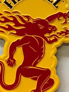 lot 176 image: Embossed Metal FIREBALL Whiskey Bar Sign