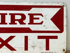 lot 179 image: Orig Vintage 1930s era FIRE EXIT Metal Arrow Sign