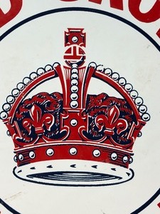 lot 192 image: Newer RED CROWN GASOLINE Gas Station Porcelain Sign