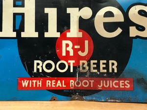 lot 193 image: Old Vintage HIRES ROOT BEER Metal Advertising Sign