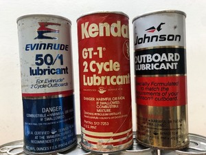lot 206 image: Large Lot of 2-Cycle Oil & Outboard Motor Oil Cans