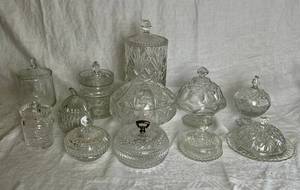 lot 84 image: 12 Lidded Glass Dishes