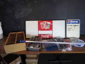 lot 75 image: Menu Boards wLots of Letter Sets & 7 Outdoor Sign Letters wSuction Pole