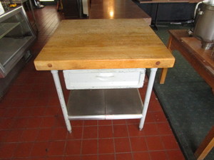 lot 79 image: Butcher Block Table 3x3x3 3 Thick