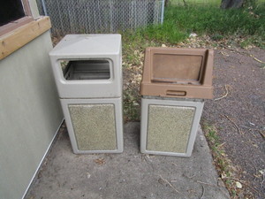 lot 128 image: (2) Outdoor Trash Cans 18x18x38