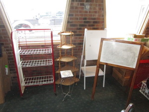 lot 158 image: Display Rack on Wheels, Plant Stands, Sign Easels