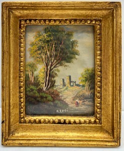 lot 7 image: Vintage Antique Miniature Oil Painting A. LOSI - ITALY