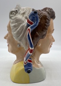 lot 10 image: BAIRSTOW MANOR POTTERY Double Sided Mug - Queen Elizabeth II - LE by Ray Noble - England