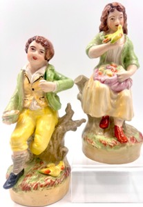 lot 272 image: Antique Vintage STAFFORDSHIRE Porcelain Figures - QTY 2