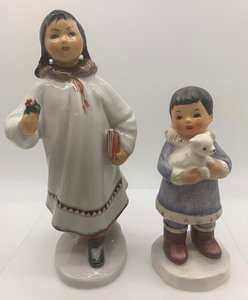 lot 54 image: Pair of Vintage ESKIMO Porcelain Figurines including KELVIN