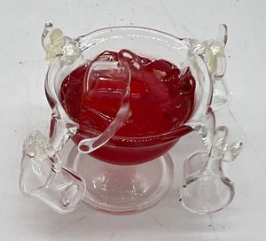 lot 315 image: Artisan Dollhouse Miniature - Glass Punch Bowl and Glasses