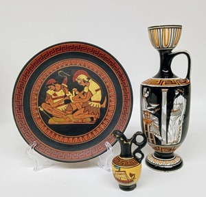 lot 310 image: Assortment of Vintage Greek-Themed Ceramics