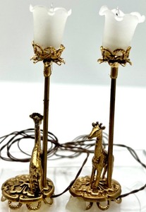 lot 317 image: Vintage Artisan Dollhouse - Pair of Giraffe Lamps