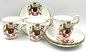 lot 291 image: STAFFORDSHIRE 1953 Coronation of QUEEN ELIZABETH II Tea Cup and Saucer Set - QTY 3