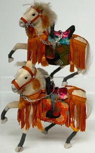 lot 209 image: Pair of Vintage Japanese Gogatsu-Ningyo White Horses for the Boys Festival