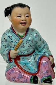 lot 216 image: Vintage Chinese Porcelain Figures Laughing Boy & Musician