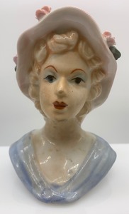 lot 298 image: VINTAGE Porcelain LADY Head Vases ( Set of 2)