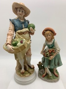 lot 251 image: Vintage GERMAN BISQUE Porcelain Figurines (Set of 2) including ANDREA by SADEK
