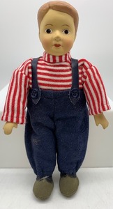 lot 240 image: Vintage Porcelain Doll 1994 - Red Striped Shirt