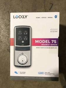 lot 16 image: Lockly Model-S Satin Nickel Single-Cylinder Deadbolt Smart Lock with Hack-proof Touchsreen Keypad and Mobile App Control  Customer Returns See Pictures