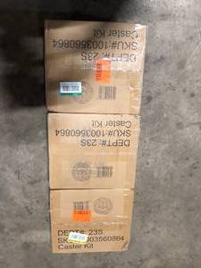lot 33 image: Lot of Husky 4 in. Caster Kit for Heavy Duty Welded Steel Garage Base Cabinets   Customer Returns See Pictures