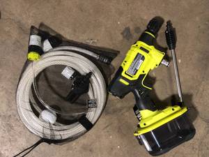 lot 34 image: RYOBI ONE HP 18V Brushless EZClean 600 PSI 0.7 GPM Cordless Cold Water Power Cleaner (Tool Only)   Customer Returns See Pictures