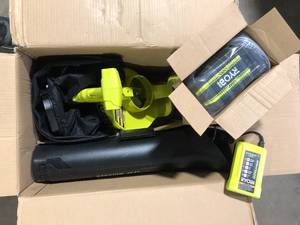 lot 38 image: RYOBI 40V Vac Attack Cordless Leaf VacuumMulcher with 5.0 Ah Battery and Charger Customer Returns See Pictures
