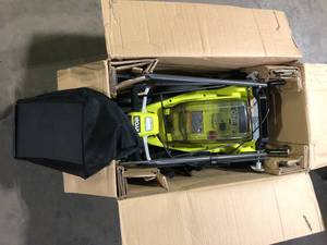 lot 39 image: RYOBI ONE 18V 13 in. Cordless Battery Walk Behind Push Lawn Mower (Tool Only)  Customer Returns See Pictures