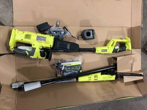 lot 6 image: RYOBI ONE 18V 8 in. Cordless Battery Pole Saw and 8 in. Pruning Saw Combo Kit with 2.0 Ah Battery and Charger Customer Returns See Pictures