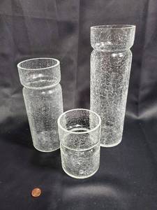 lot 264 image: Set of 3 Crackle Glass Vases