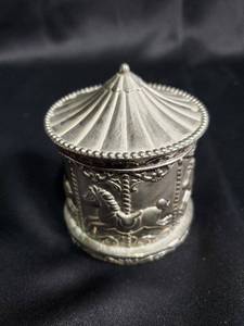 lot 308 image: Vintage Silver Plated Carousel Coin Bank