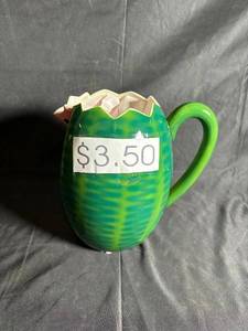 lot 532 image: Lot of Ceramic Pitcher and Watermelon-Themed Plate with Decorative Glass Container