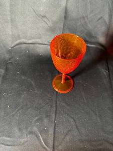 lot 744 image: Set of 4 Vintage Amber-Colored Textured Wine Glasses
