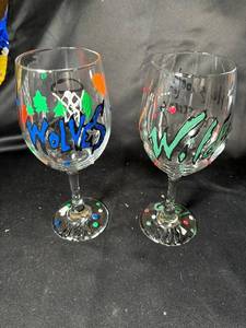 lot 764 image: Minnesota Sports Team Hand-Painted Wine Glasses - Set of 2