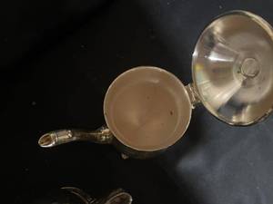 lot 637 image: Vintage Silver-Plated Pitcher and Teapot Set