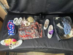 lot 680 image: Lot of Assorted Girls Shoes, Tote Bag, and Accessories