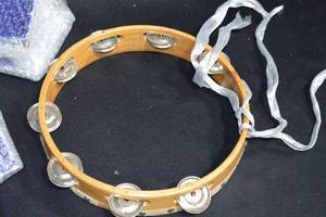 lot 53 image: Mixed Lot of Tambourine and Glass Coasters with Holder